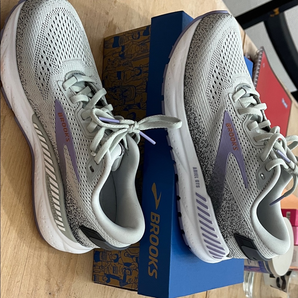 Brooks Gray and Purple Athletic Shoes